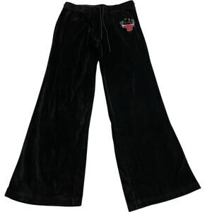 NBA Chicago Bulls Womens Size Medium Black Velvet Boot Cut Stretch Track Pants